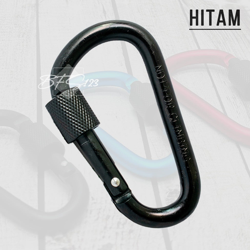 Carabinner Aluminium Type D Size 8 Cm Drat Pengunci Model Bulat