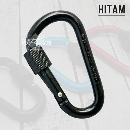 Carabinner Aluminium Type D Size 8 Cm Drat Pengunci Model Bulat