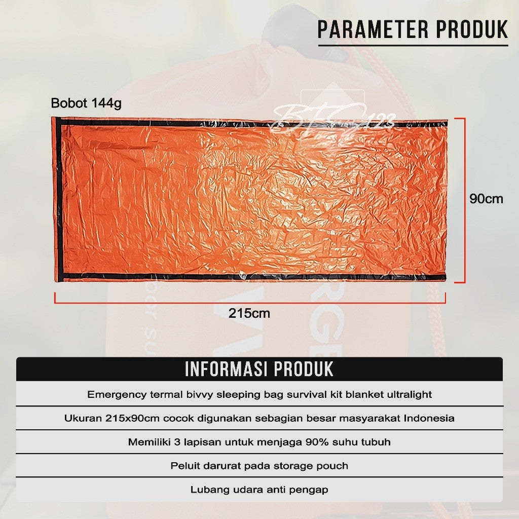 Emergency Termal Bivvy Sleeping Bag Survival Kit Blanket Ultralight