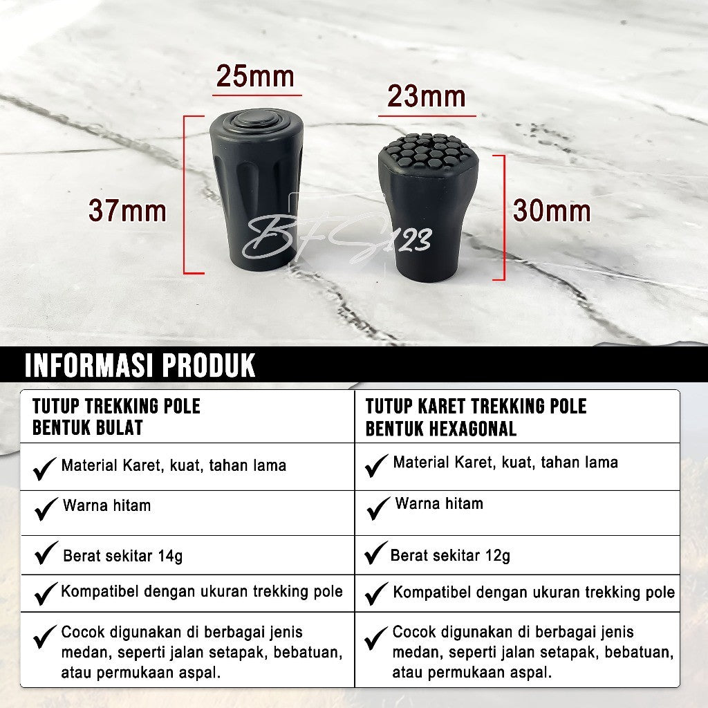 Tutup Karet Trekking Pole Anti Slip Outdoor