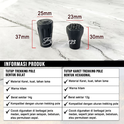 Tutup Karet Trekking Pole Anti Slip Outdoor