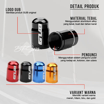 Pentil Ban Sepeda GUB Aluminium Aloy Motor Mobil 1 Set Isi 2 Pcs