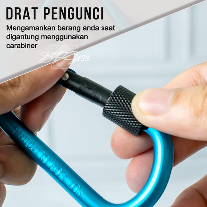 Carabinner Aluminium Type D Size 8 Cm Drat Pengunci Model Bulat