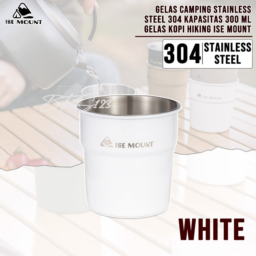 Gelas Camping Stainless Steel 304 Kapasitas 300 ml Gelas Kopi Hiking ISE Mount