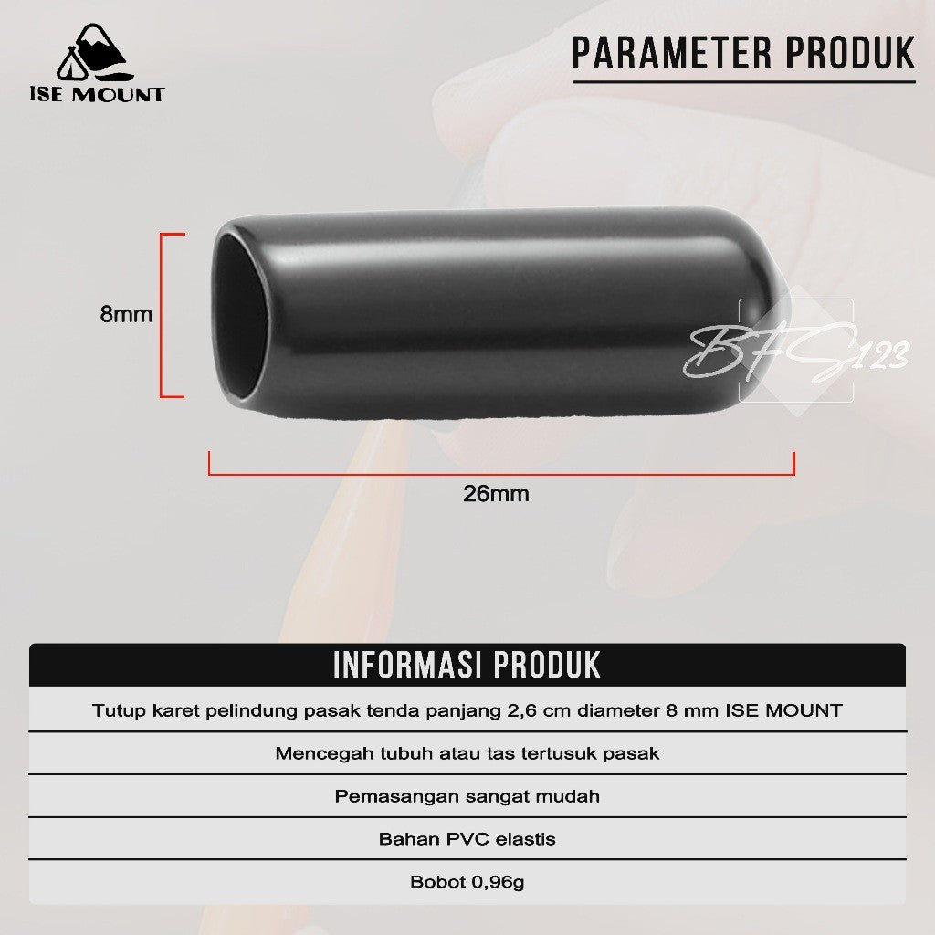 Tutup Karet Pelindung Pasak Tenda Panjang 2,6 Cm Diameter 8 MM ISE Mount