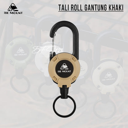 Tali Roll Gantung ID Card Panjang 50 Cm Tali Baja Hook Carabinner