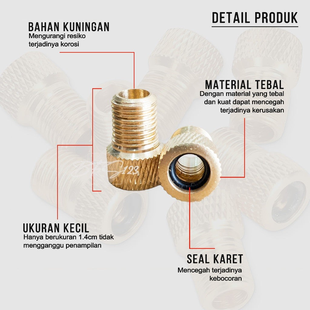 Konektor Adaptor Pompa Pentil Ban Kecil to Besar Presta to Schrader Pentil Sepeda