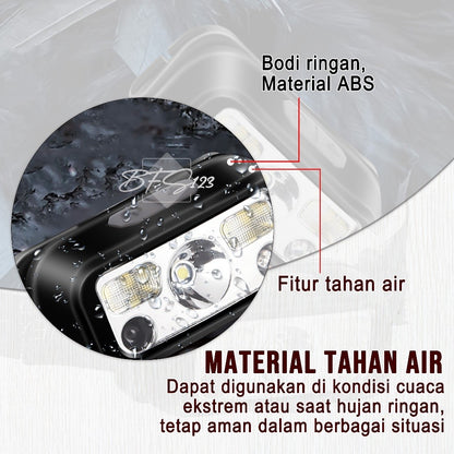 Headlamp Senter Kepala Sensor Gerak 100 Lumens LED USB Type-C Baterai Charge White Light Red Light Auto On Off