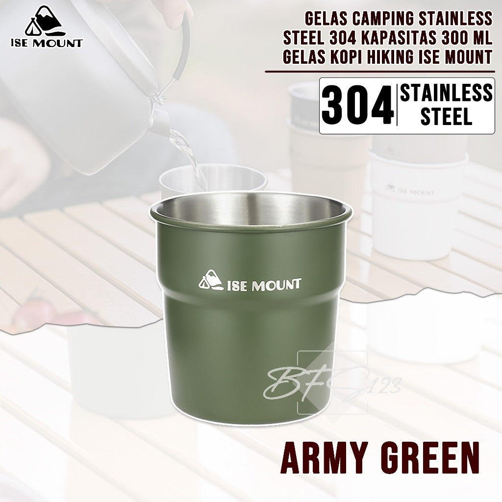 Gelas Camping Stainless Steel 304 Kapasitas 300 ml Gelas Kopi Hiking ISE Mount
