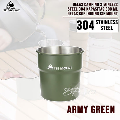 Gelas Camping Stainless Steel 304 Kapasitas 300 ml Gelas Kopi Hiking ISE Mount