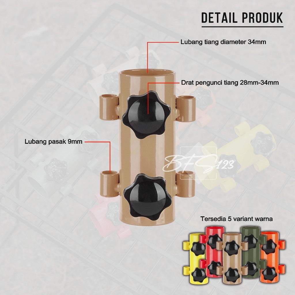 Pole Holder Pemegang Tiang Tenda Tiang Flysheet Stand Holder Tiang Model Drat Putar Material Steel ISE Mount
