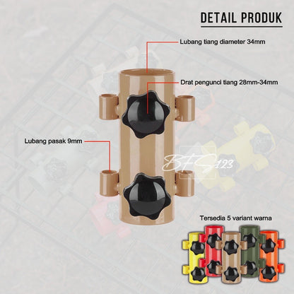 Pole Holder Pemegang Tiang Tenda Tiang Flysheet Stand Holder Tiang Model Drat Putar Material Steel ISE Mount