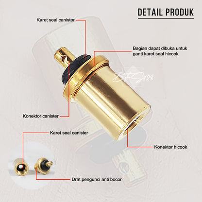 Adaptor Gas Hicook to Canister Material Tembaga