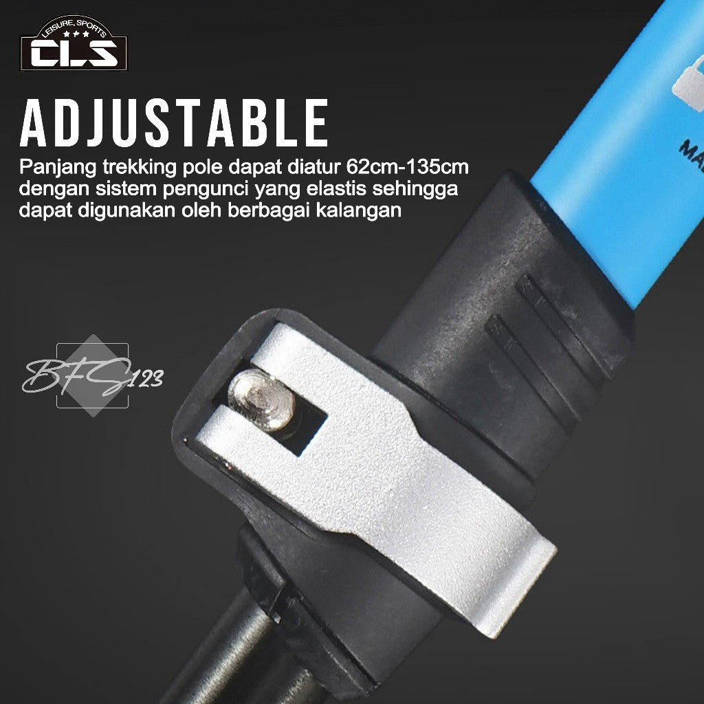 CLS Trekking Pole Aluminium Aloy 7075 Telescopic Ultralight EVA Grip Handle Size 62-135 Cm