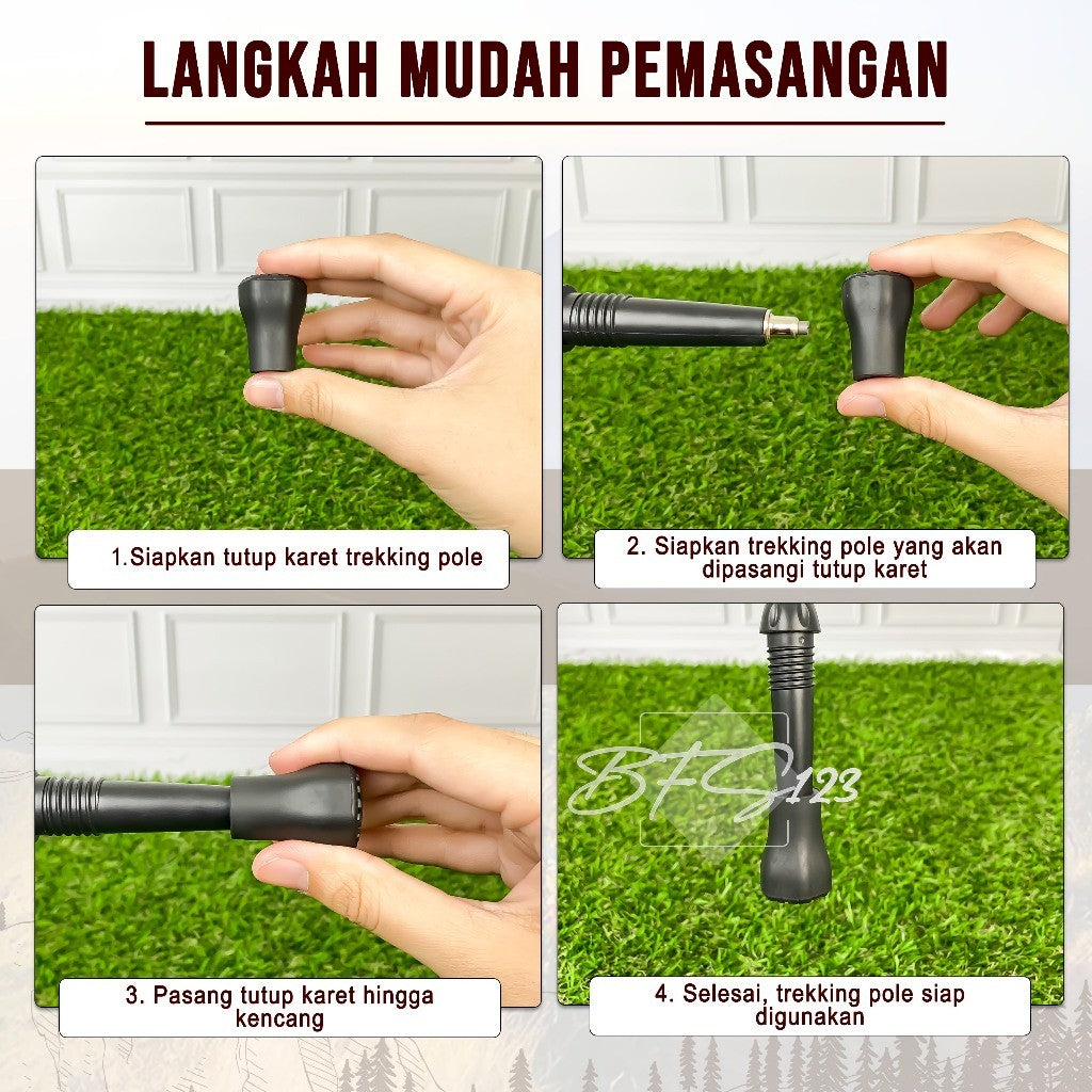 Tutup Karet Trekking Pole Anti Slip Outdoor