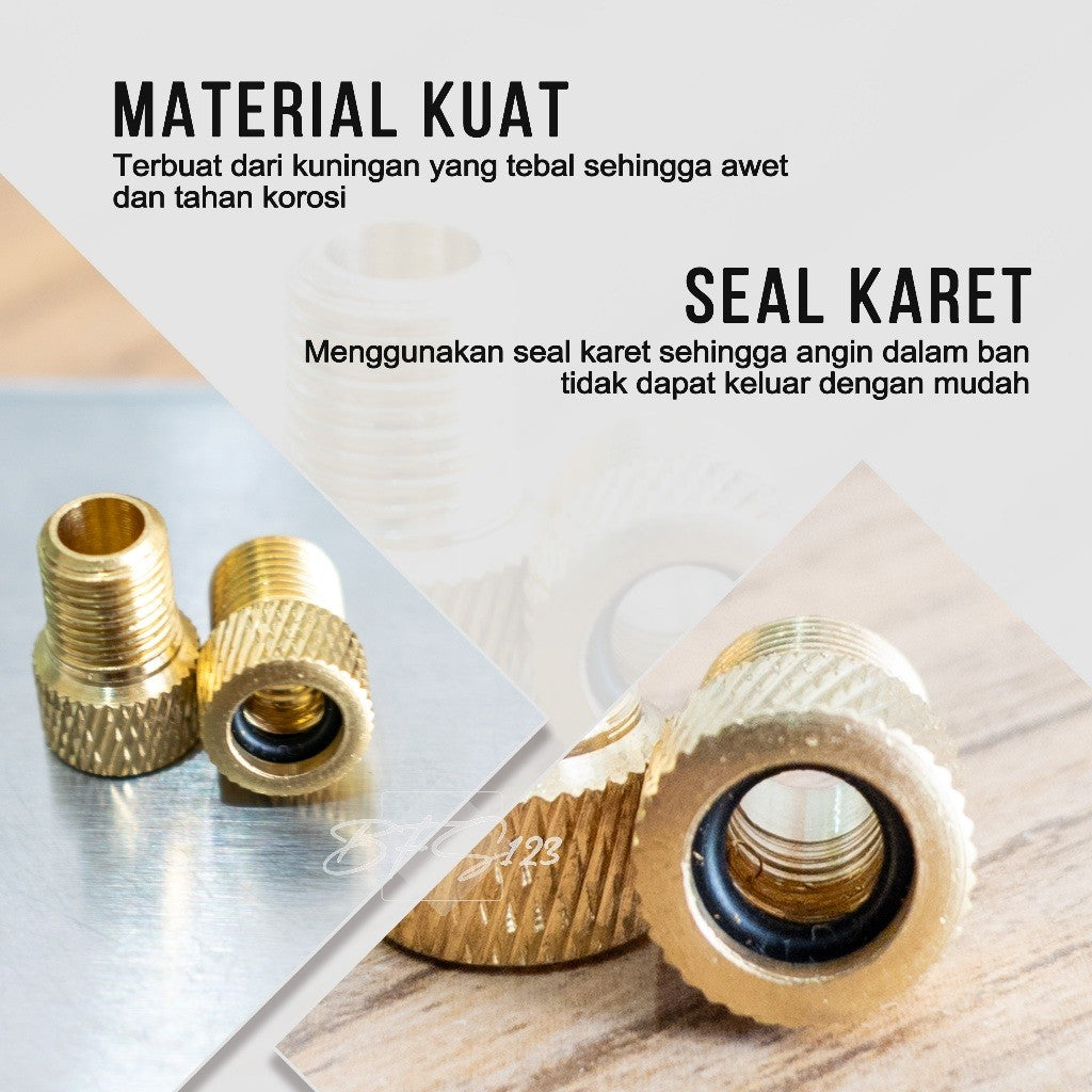 Konektor Adaptor Pompa Pentil Ban Kecil to Besar Presta to Schrader Pentil Sepeda