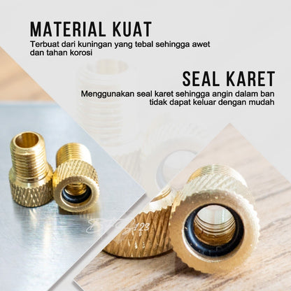 Konektor Adaptor Pompa Pentil Ban Kecil to Besar Presta to Schrader Pentil Sepeda