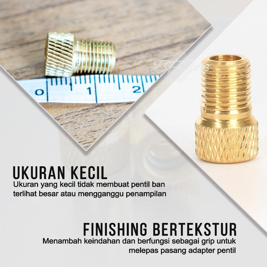 Konektor Adaptor Pompa Pentil Ban Kecil to Besar Presta to Schrader Pentil Sepeda