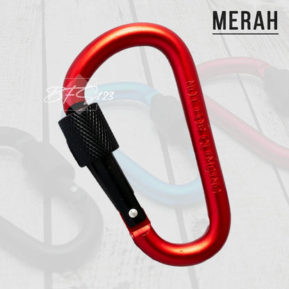 Carabinner Aluminium Type D Size 8 Cm Drat Pengunci Model Bulat