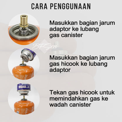 Adaptor Gas Hicook to Canister Material Tembaga