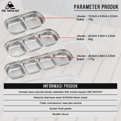 Tempat Saos Sambal Kecap Stainless 304 Model Square ISE Mount