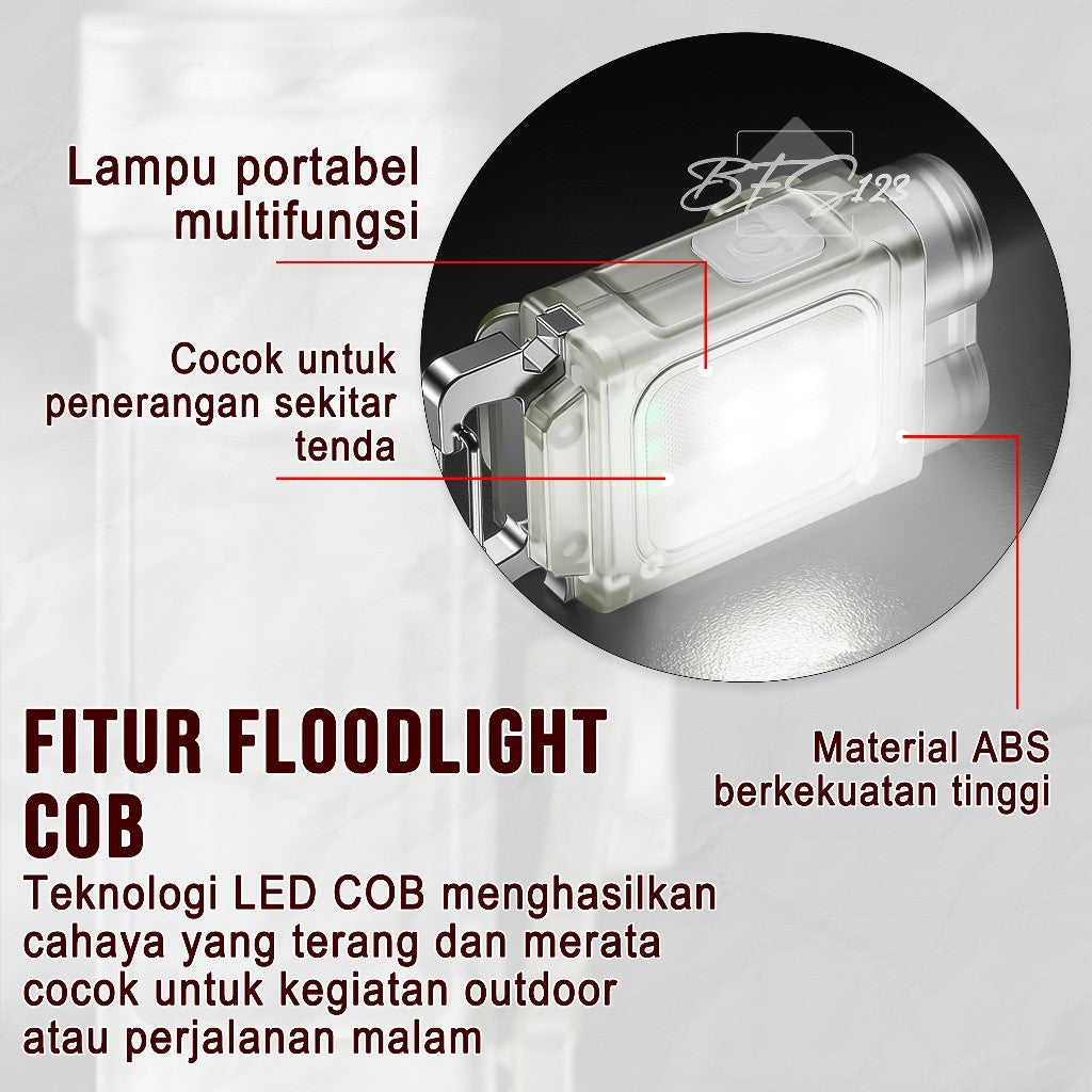Lampu LED Hiking Camping Multifungsi Daya isi Ulang Port Type C Lampu Topi Floodlight COB