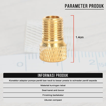 Konektor Adaptor Pompa Pentil Ban Kecil to Besar Presta to Schrader Pentil Sepeda