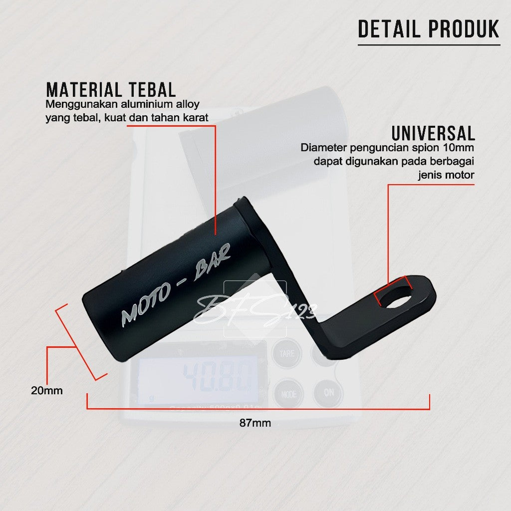 Bracket Spion Motor Lampu Senter Holder HP Aluminium Aloy