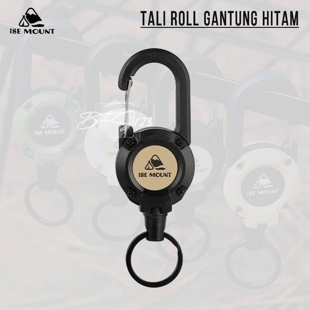 Tali Roll Gantung ID Card Panjang 50 Cm Tali Baja Hook Carabinner