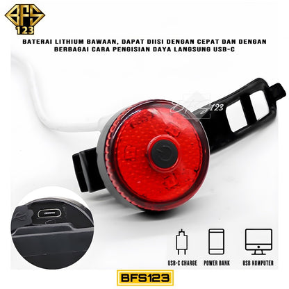 Lampu Belakang COB Bulat Sepeda Baterai Recharge USB-C