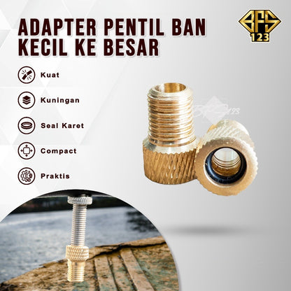 Konektor Adaptor Pompa Pentil Ban Kecil to Besar Presta to Schrader Pentil Sepeda