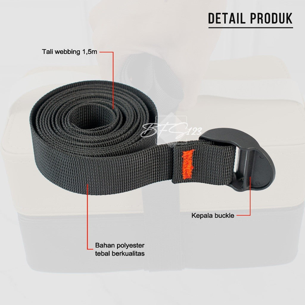 Tali Webbing 25 mm Panjang 1,5 Meter Free Kepala Buckle Tali Pengganti Tas Ransel Carrier