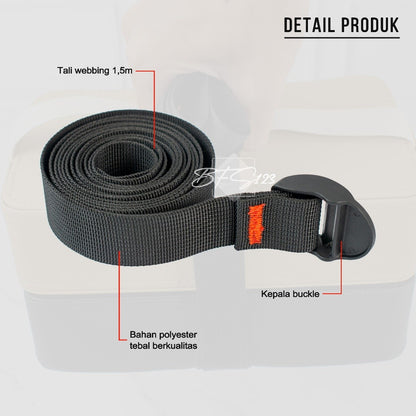 Tali Webbing 25 mm Panjang 1,5 Meter Free Kepala Buckle Tali Pengganti Tas Ransel Carrier