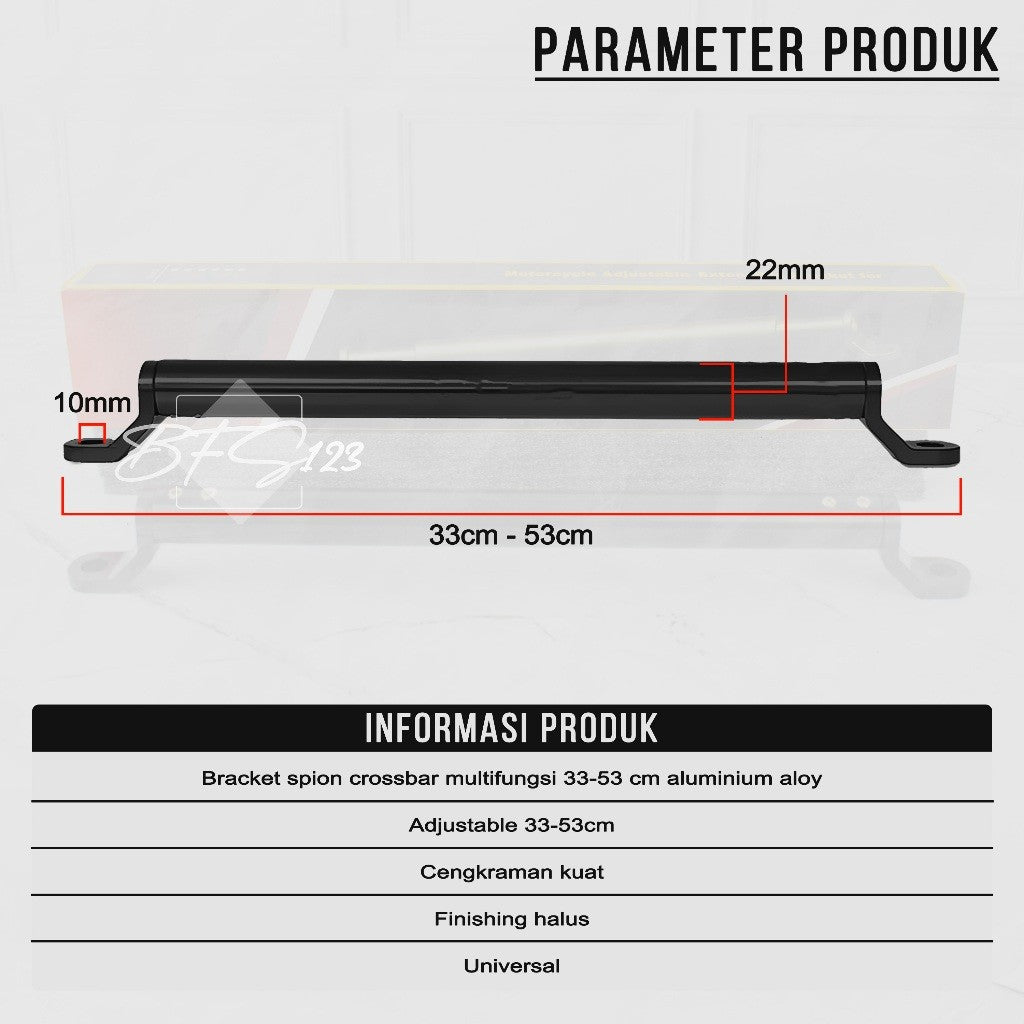 Bracket Spion Crossbar Multifungsi 33-53 Cm Aluminium Aloy
