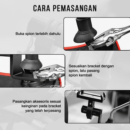 Bracket Spion Motor Lampu Senter Holder HP Aluminium Aloy
