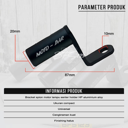Bracket Spion Motor Lampu Senter Holder HP Aluminium Aloy
