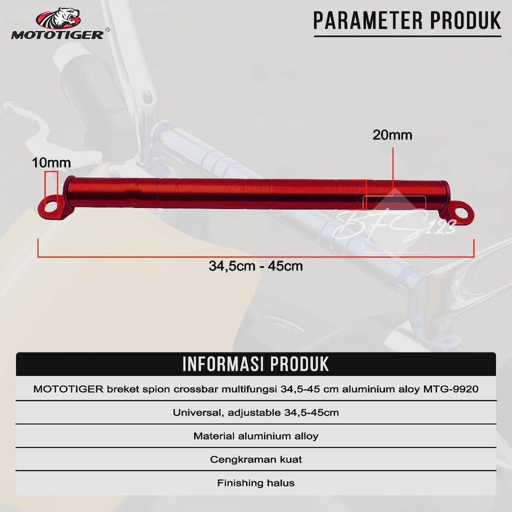 MOTOTIGER Breket Spion Crossbar Multifungsi 34,5-45 Cm Aluminium Aloy MTG-9920