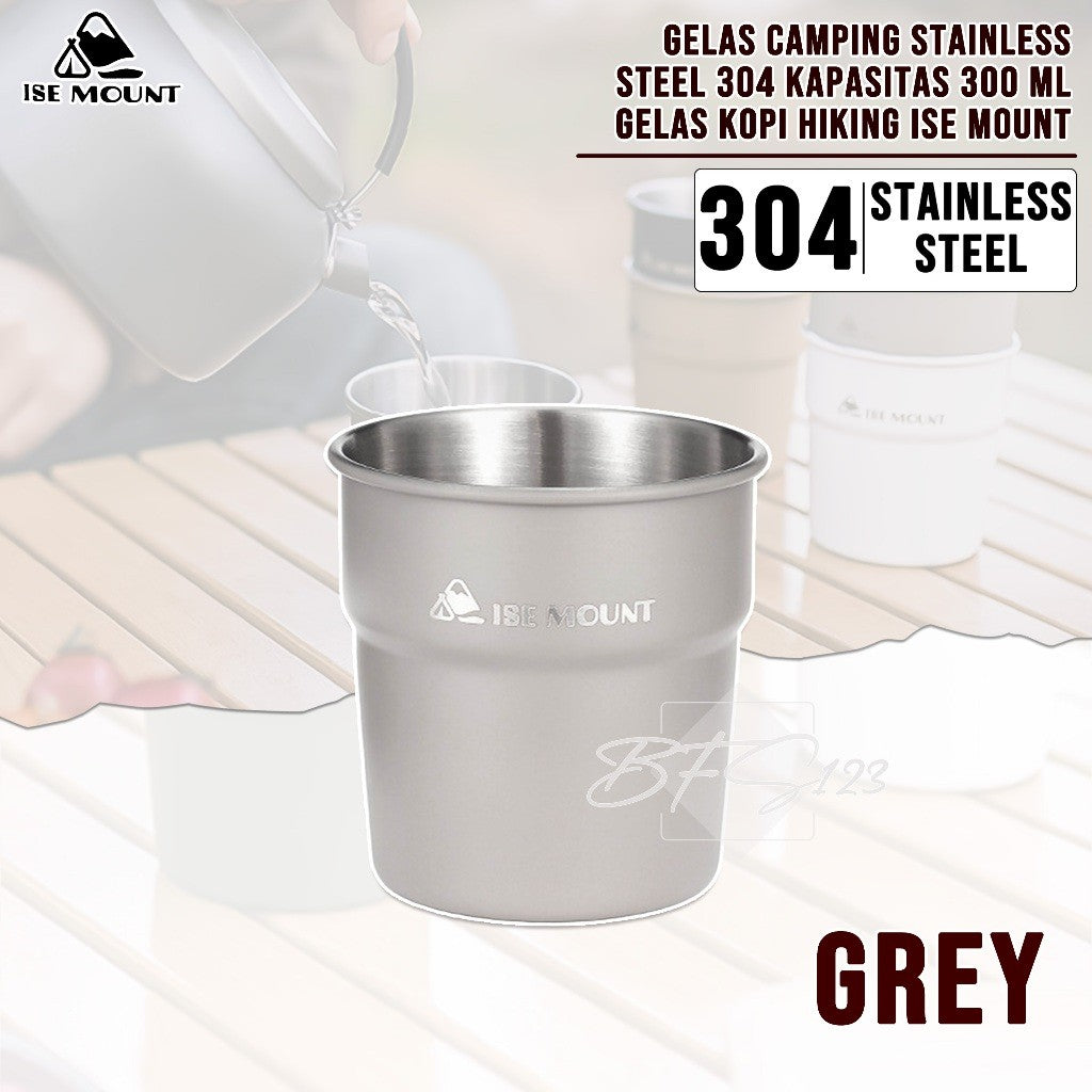 Gelas Camping Stainless Steel 304 Kapasitas 300 ml Gelas Kopi Hiking ISE Mount