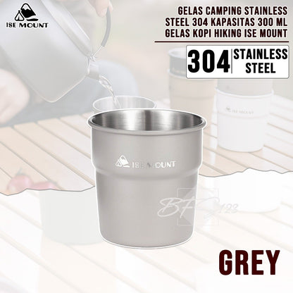 Gelas Camping Stainless Steel 304 Kapasitas 300 ml Gelas Kopi Hiking ISE Mount