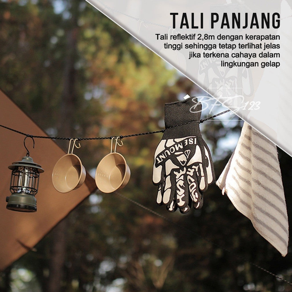 Tali Gantungan Jemur Baju Camping 2,8 Meter Plus Storage BAG ISE Mount