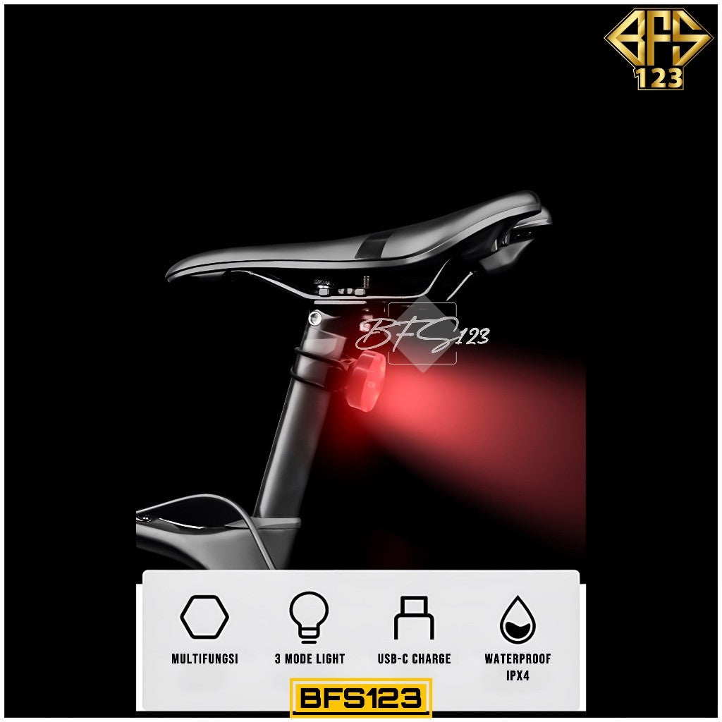 Lampu Belakang COB Bulat Sepeda Baterai Recharge USB-C