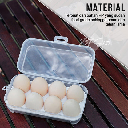 Box Tray Tempat Telur Camping 8 Pcs Grid Transparan