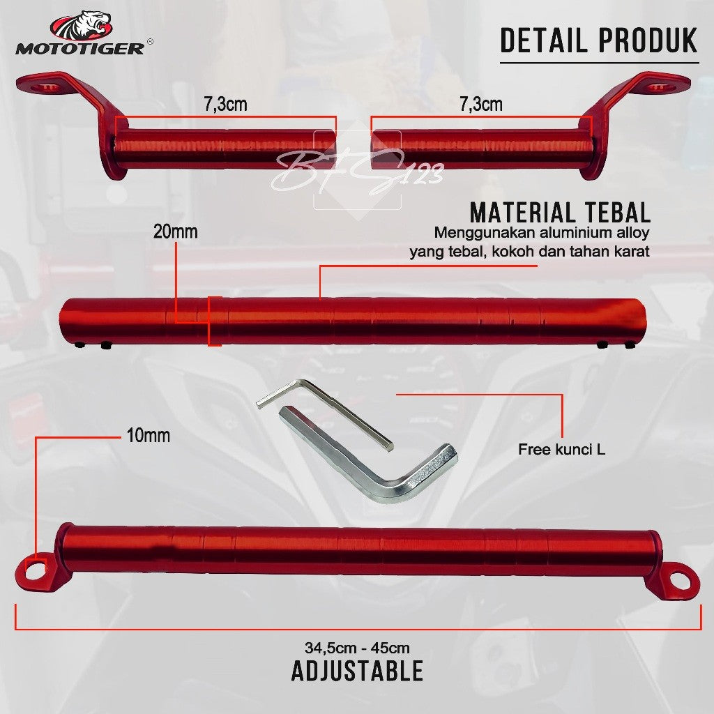 MOTOTIGER Breket Spion Crossbar Multifungsi 34,5-45 Cm Aluminium Aloy MTG-9920