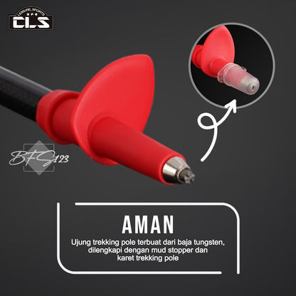 CLS Trekking Pole Carbon Fiber Telescopic Ultralight EVA Grip Handle Size 62-135 Cm