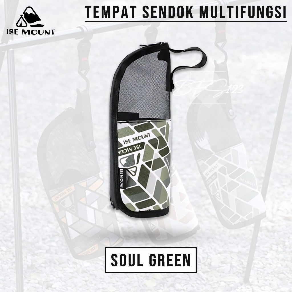 ISE Mount Pouch Camping Cutlery Storage Tempat Sendok Garpu Camping Mesh Bag Portable Multifungsi Outdoor