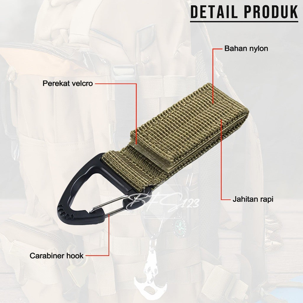 Carabinner Nylon Webbing Gantungan Hook Carabiner Belt Portable