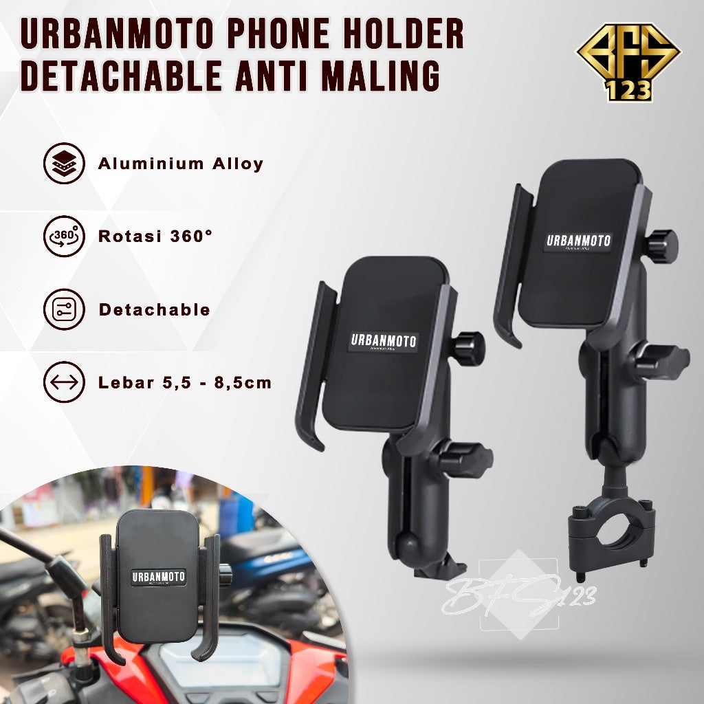 Phone Holder URBANMOTO V3 Holder HP Motor Bracket Spion Stang 360 Rotate Alumunium