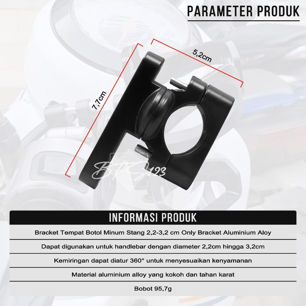 Bracket Tempat Botol Minum Stang 2,2-3,2 cm Only Bracket Aluminium Aloy
