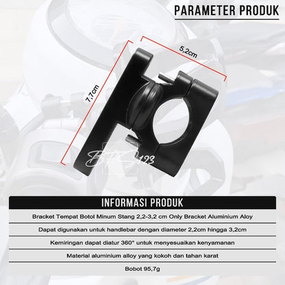 Bracket Tempat Botol Minum Stang 2,2-3,2 cm Only Bracket Aluminium Aloy