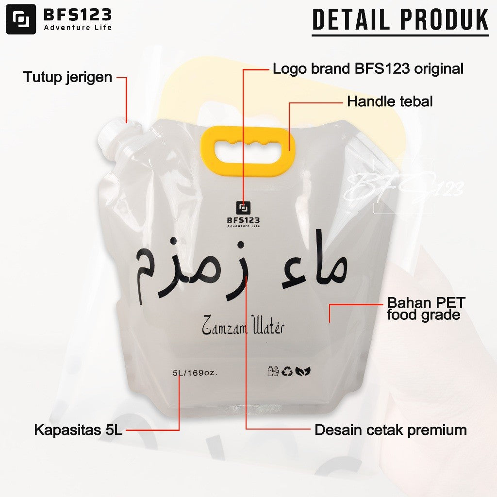BFS123 Tempat Air Zamzam Lipat Portable 5 Liter BPA Free Perlengkapan Haji Umroh Portable Water BAG